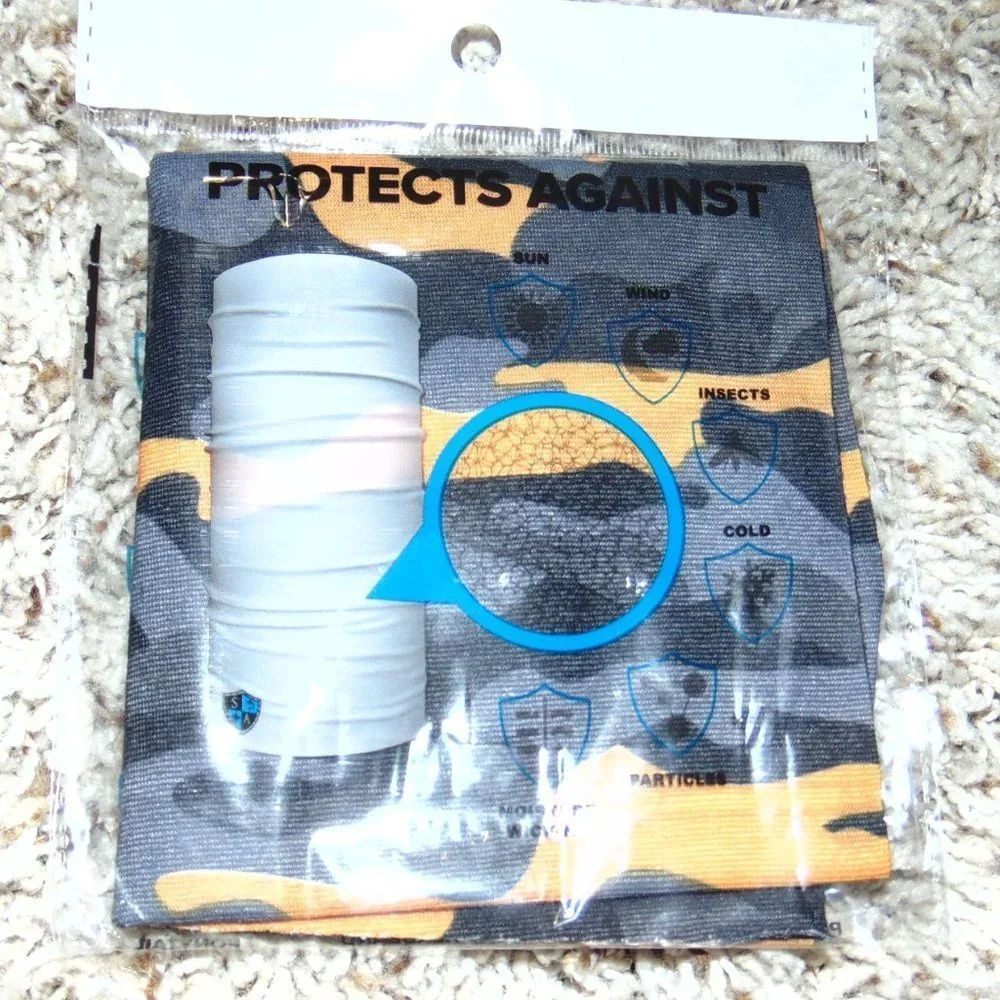 Kids Neck Wrap Gaiter Face Shield Mask Orange Camo Headband Microfiber UPF30